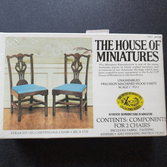 XActo Toys The House Of Miniatures Doll Furniture Kit 4028 Straight Leg Chippendale Chair